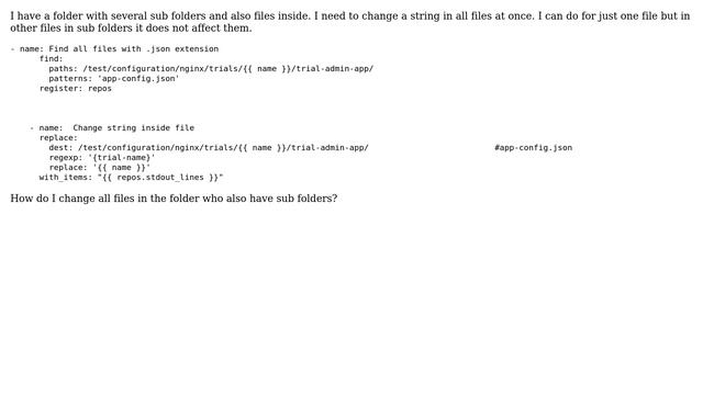 Unix & Linux: Ansible change string in multiple files