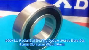 6009 LU Radial Ball Bearing Double Sealed Bore Dia. 45mm OD 75mm Width 16mm