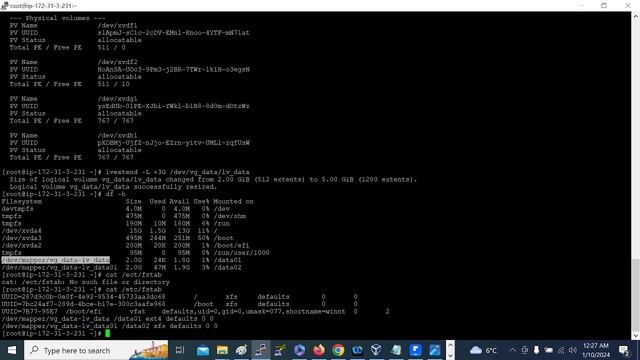 how to extend volume group and LV  in redhat linux 9 with ext4 & xfs
