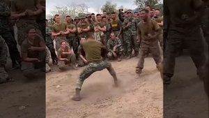 Friendly Knife Fighting Between Philippine Marine And USMC