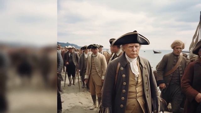 Donald Trump and the Pilgrims take to the shores of Plymouth - 1620, colorized смотреть онлайн