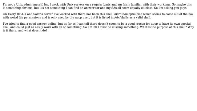 What is the purpose of the uucico shell on HP-UX, Solaris, and possibly other Unix varieties? смотреть онлайн