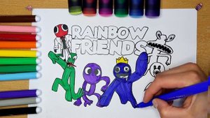 Радужные друзья | Раскраска "Rainbow friends"| Roblox | Синий,зеленый,красный,оранжевый и фиолетовы