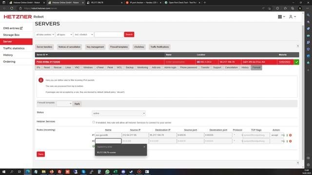 Hetzner Firewall Esx Güvenliği