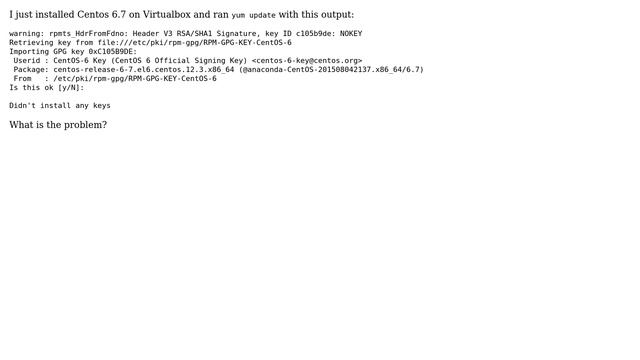 Unix & Linux: yum update exits with "Didn't install any keys" смотреть онлайн