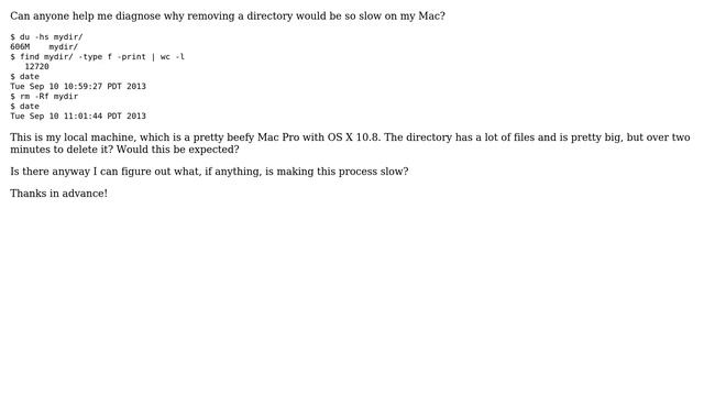 Slow directory removal (rm -rf) on Max OS X смотреть онлайн