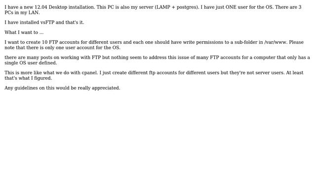Ubuntu: How do I configure FTP accounts for vsftpd?
