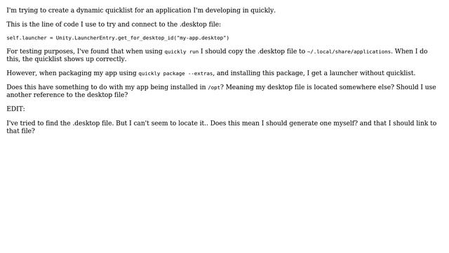 Ubuntu: How to reference to .desktop file? (installed in /opt) in a dynamic quicklist? смотреть онлайн