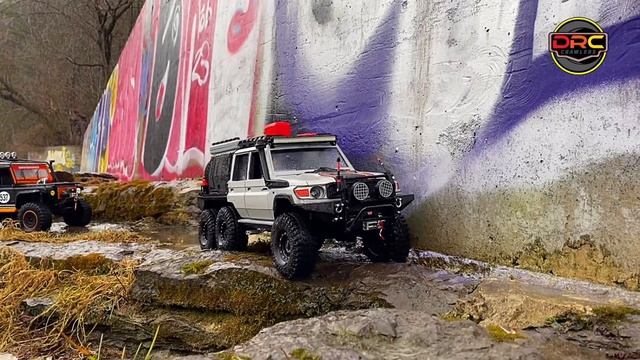🔥🎥 TOYOTA LC79 & LAND ROVER D90 6x6 The trail after the storm #drccrawlers #rcscaletrucks #traxxas