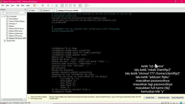 KONFIGURASI FTP SERVER-VSFTPD DEBIAN 10 смотреть онлайн