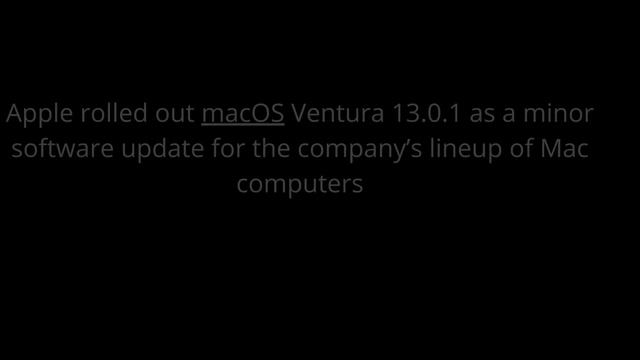 Apple MacOS Ventura 13.0.1 update Apple Talk (News)