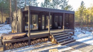 Обзор на один из домов базы отдыха "В Караганде"🔥Модульный дом Хайтек 45м2 с двумя спальнями