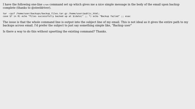 Unix & Linux: Modify subject line of cronjob