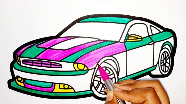 easy colouring in tesla car 🚗 drawing and colouring for kids and toddlers ABCD rhymes song kid смотреть онлайн