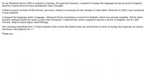 Windows server 2003 language settings change