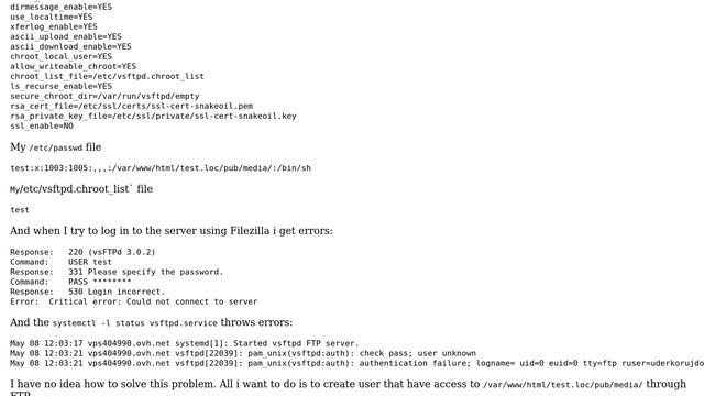 How to configure vsftpd on debian 8?