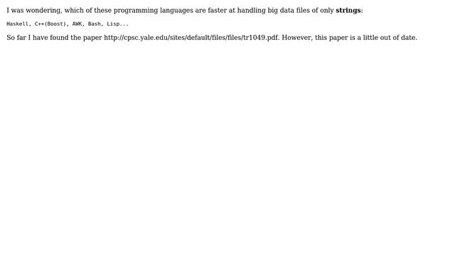 Unix & Linux: Haskell, C++, AWK, Bash, Lisp ... Which one is faster? смотреть онлайн