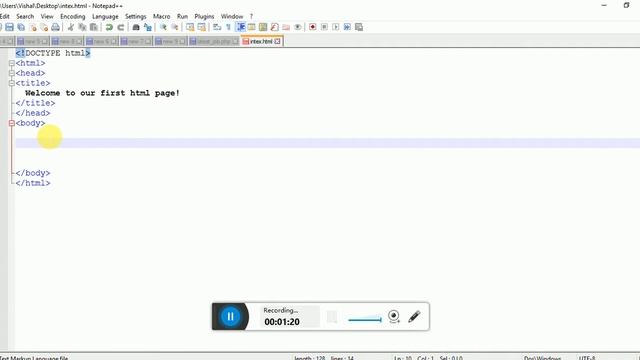 Create your first html page in notepad plus plus