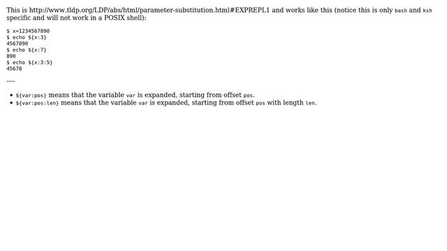 Ubuntu: What does ":" (colon) operator in a bash variable expansion: VAR=${TEMP:3}? (3 Solutions!!) смотреть онлайн