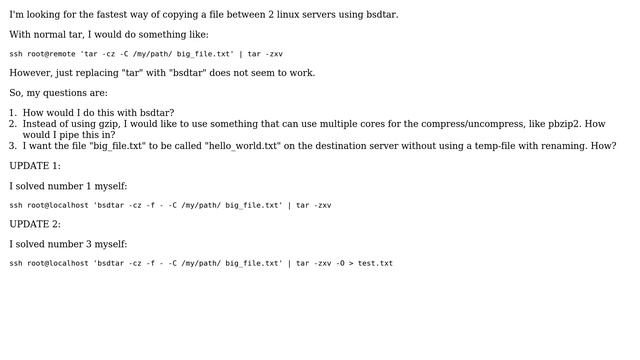 How can I copy a file between server using bsdtar? смотреть онлайн