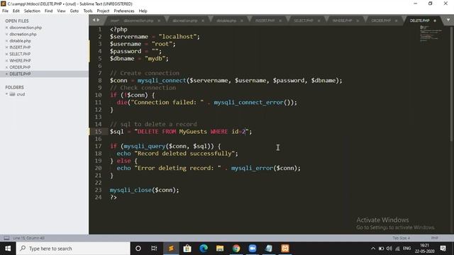 MYSQL DATABASE CRUD OPERATION 22/05/2020 - PART 01 смотреть онлайн