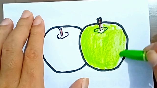 How to Draw Red and Green Apples Also How to Color It смотреть онлайн