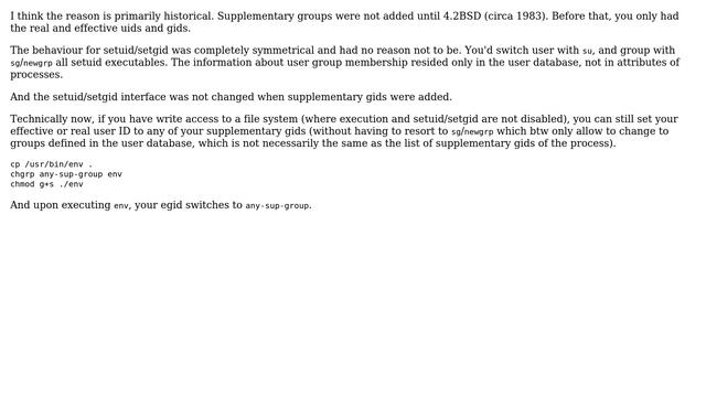 Unix & Linux: Why are privs required to setgid() to supplementary groups? (2 Solutions!!) смотреть онлайн