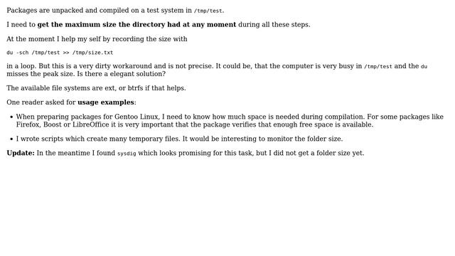 Unix & Linux: How to record the maximum size of a folder? смотреть онлайн