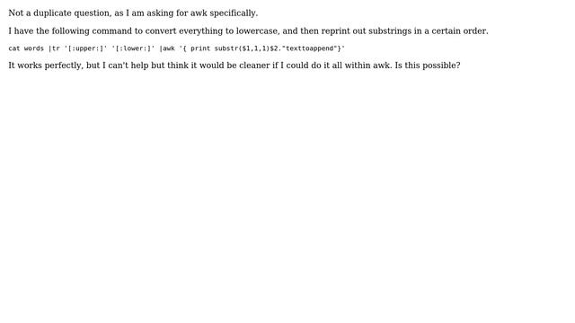 Unix & Linux: Replace awk and tr with just awk for converting to lowercase смотреть онлайн