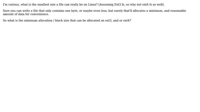Unix & Linux: Smallest file block size (ext 3, 4) смотреть онлайн