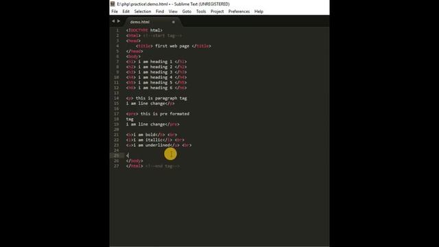 html tutorial for beginners with examples video
