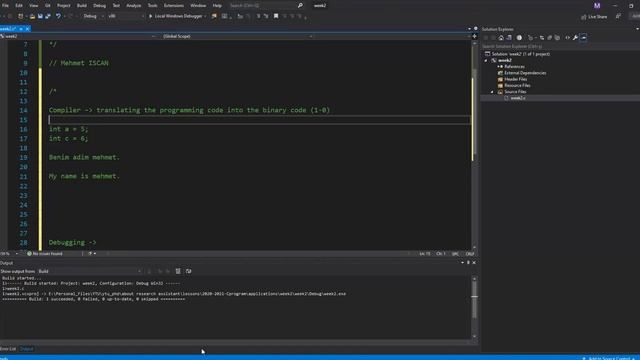 C Programming 2021/2022 - Spring - Les 1 - Visual Studio IDE and Introduction to C Programming