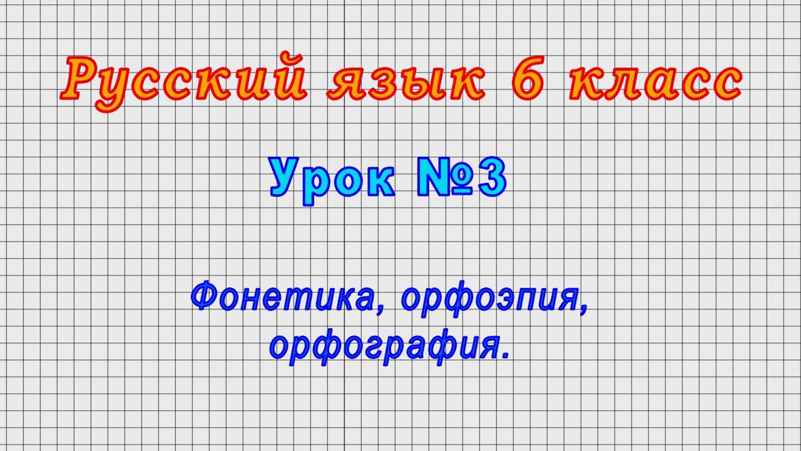 Русский язык 6 класс (Урок№3 - Фонетика, орфоэпия, орфография.)