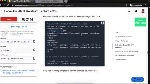 Qwiklabs Google Cloud SDK Qwik Start Redhat Centos GSP122 смотреть онлайн