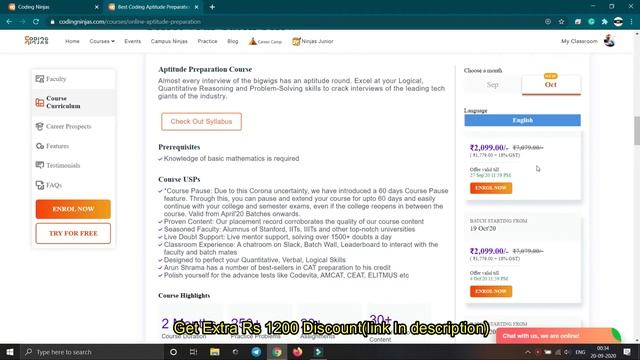 Coding Ninjas Aptitude Preparation Course | Coding Ninjas Discount Coupons