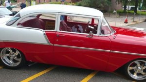 1956 PPG RED BODY WHITE TOP CHEVROLET 210