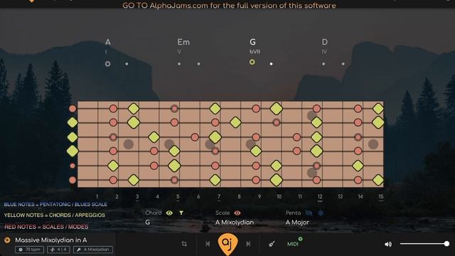 Massive Mixolydian Jam Track in A _ Guitar Backing Track (70 - BPM)