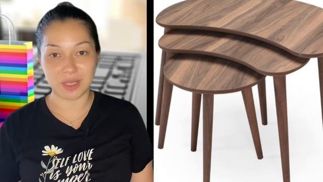 Набор овальных журнальных столик из МДФ, 50x74x40, бесплатная и быстрая доставка из Турции смотреть онлайн