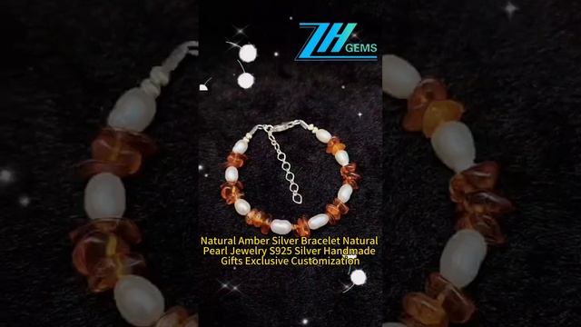 GN-20241024-05 Natural Amber Silver Bracelet Natural Pearl Jewelry S925 Silver Handmade Gifts