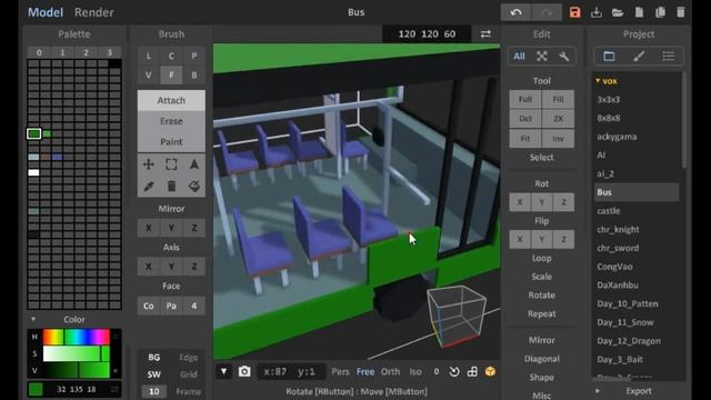 MagicaVoxel LevelUp#1 : Bus with Voxel Art смотреть онлайн