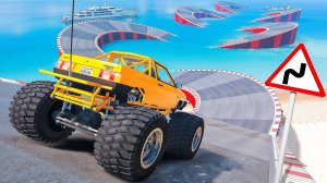 ПРОЕХАЛ ВОЛНИСТУЮ ДОРОГУ с ЛУЖАМИ на БИГФУТ ВОСЬМЕРКЕ в ГТА 5 МОДЫ - ЭКСПЕРИМЕНТЫ в GTA 5 MODS