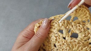 7 Ажурная шляпка Ассоль вяжем крючком из рафии