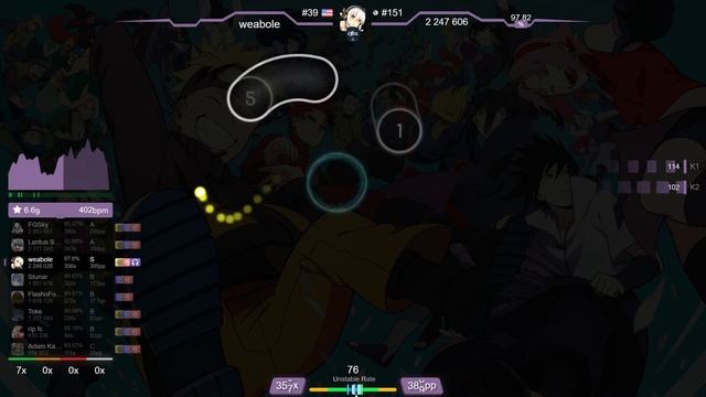 weabole | FLOW - GO ~NARUTO OPENING MIX~ [Fighting Dreamers] +HDDTHR 97.47% (#1 641pp FC) - osu!