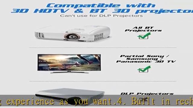 Elikliv Active Shutter 3D Glasses 2 Pack, Rechargeable Bluetooth 3D Glasses Compatible with Epson 3 смотреть онлайн