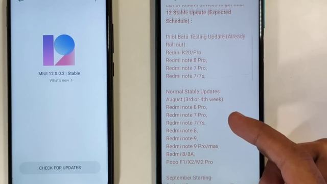 Miui 12 India Stable Update full schedule | Redmi note 8, note 7/7s, Miui 12 update