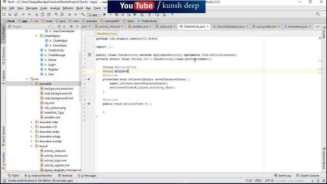 Android app development tutorial #23(Android chat application activity )