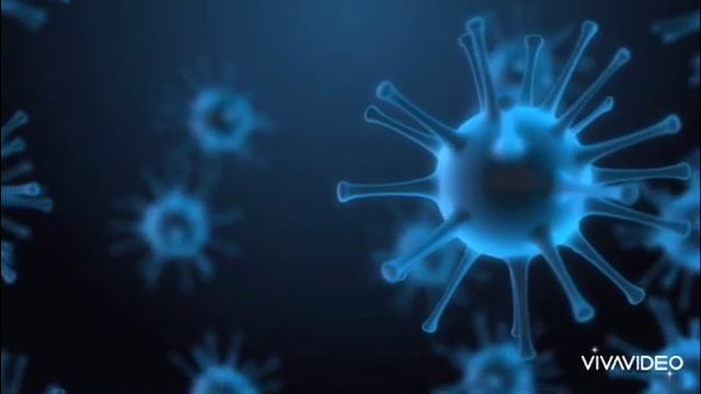 Virus Cells,Viruses, Virus Cells, Under Microscope, Floating in fluid with blue background смотреть онлайн