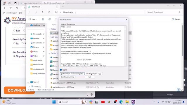 How to download and install NVDA screen reader  on windows 10/11  for visually impaired?