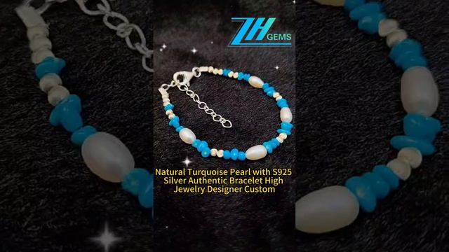 GN-20241024-02 Natural Turquoise Pearl with S925 Silver Authentic Bracelet High Jewelry Designer