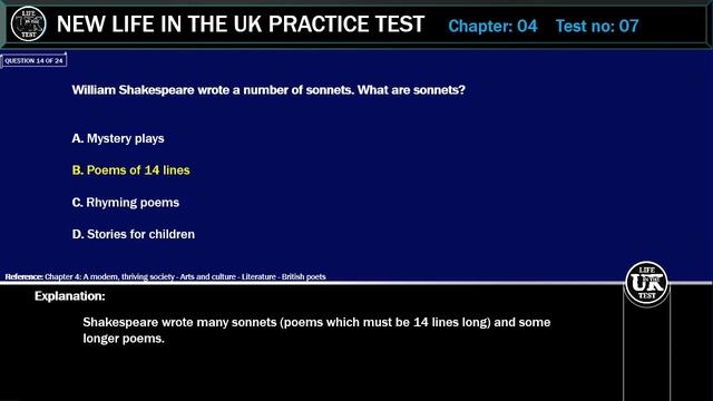 New life in the UK PracticeTest 2021, Chapter 04, pass first time,Test no: 07